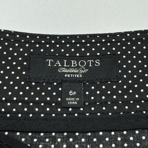Talbots Women’s Black A-Line Skirt 6P Lace Trim Polka Dot Side Zip - Picture 6 of 7